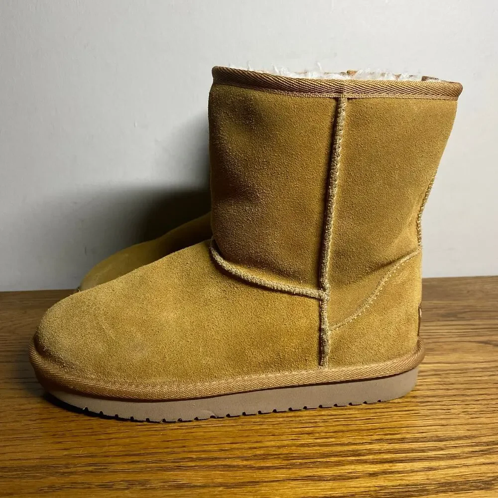 Koolaburra by UGG Kids' Koola Short Fur Lined Mid Calf Boots Tan Girls Size 2